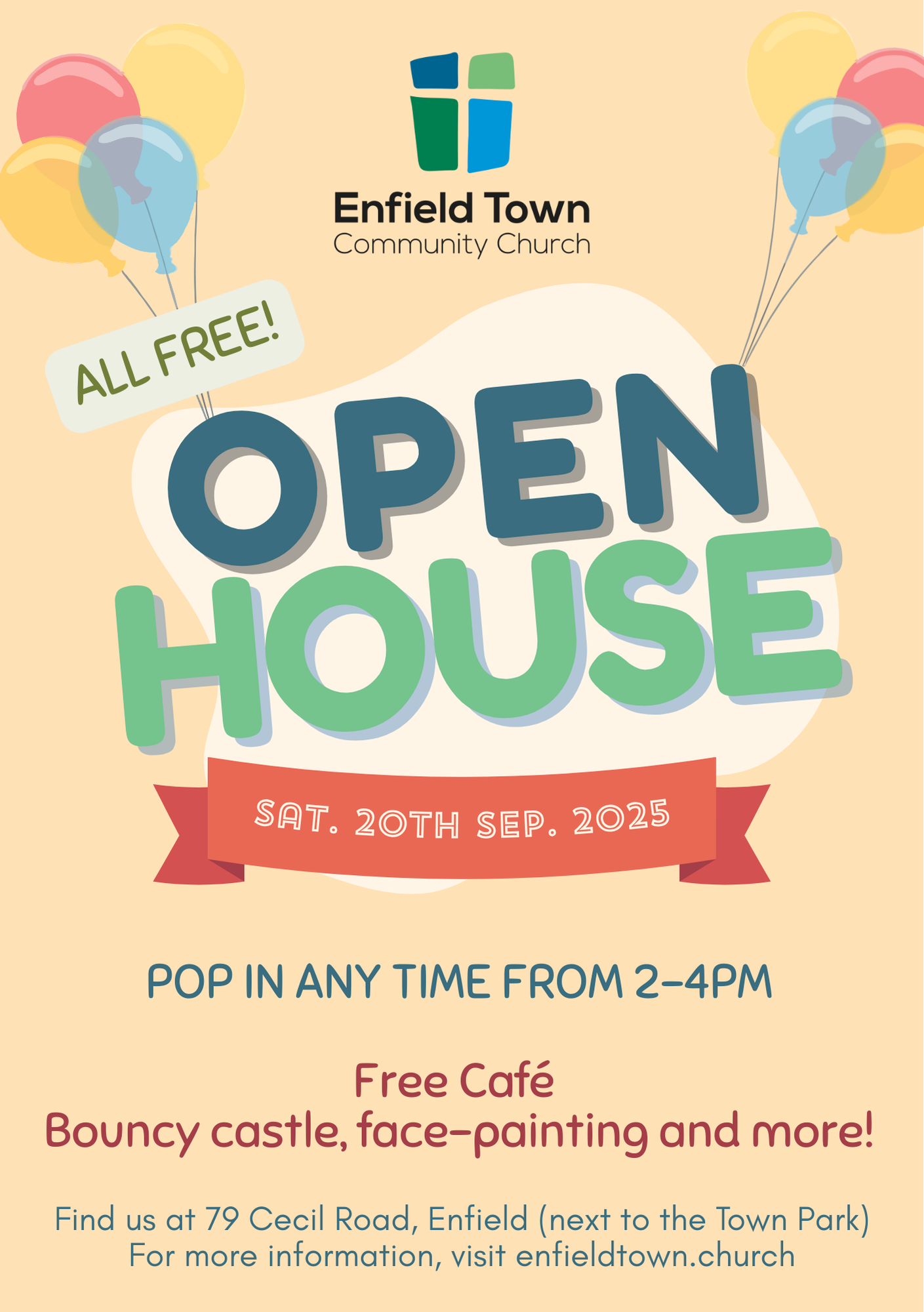 Enfield Town Community Church Open House Saturday 20th September 2025 2pm to 4pm